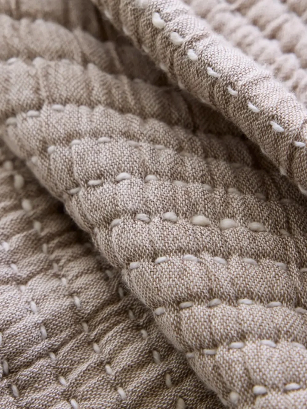 Organic Cotton Channel Stitch Sham Set of 2 King Sand